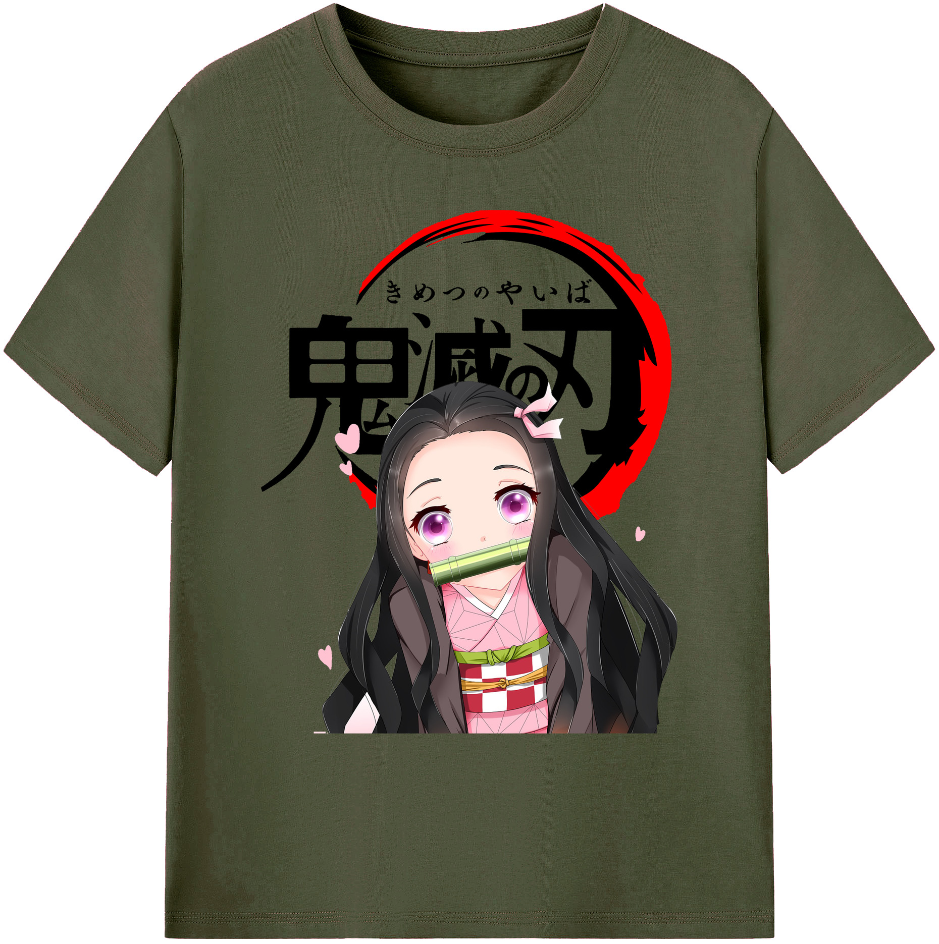 （画像用） 鬼滅の刃（きめつのやいば）竈門 禰󠄀豆子／かまど ねずこ Kamado Nezuko 綿100％ メンズ半袖Tシャツ｜肌触りやわらか＆通気性